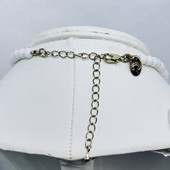 Charming Charlie Gold Tone, Black, White & Clear Floral Statement Necklace - Picture 6 of 6